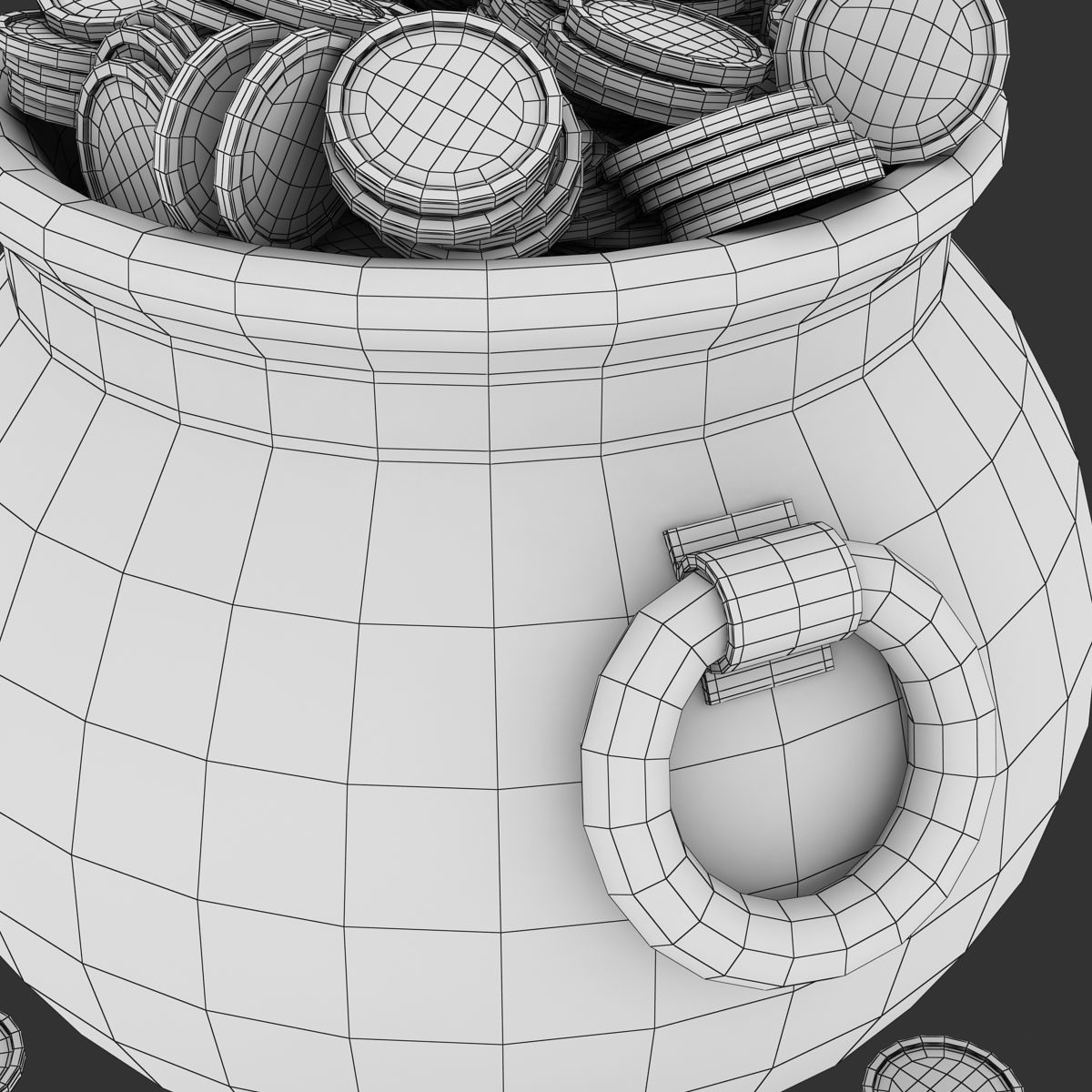 Pot of Gold Low-poly 3D model_10