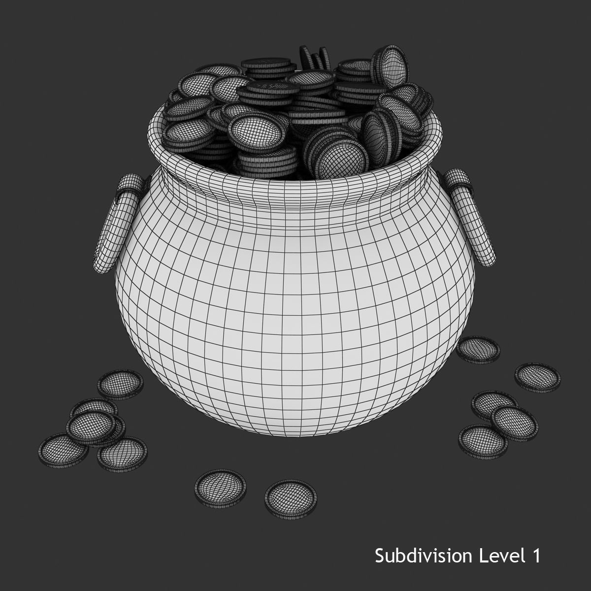 Pot of Gold Low-poly 3D model_9