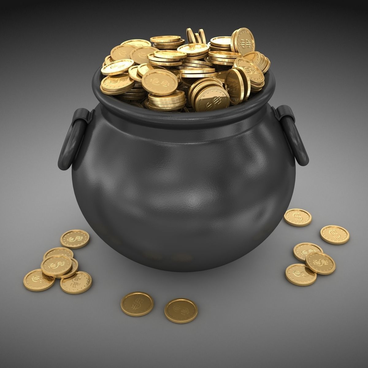 Pot of Gold Low-poly 3D model_1