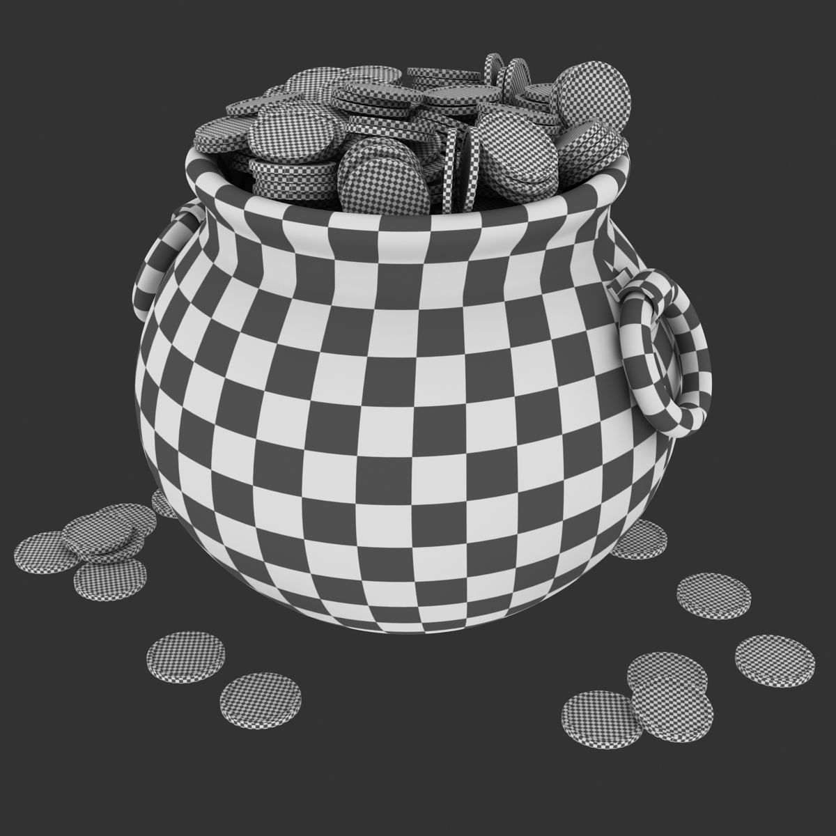 Pot of Gold Low-poly 3D model_14