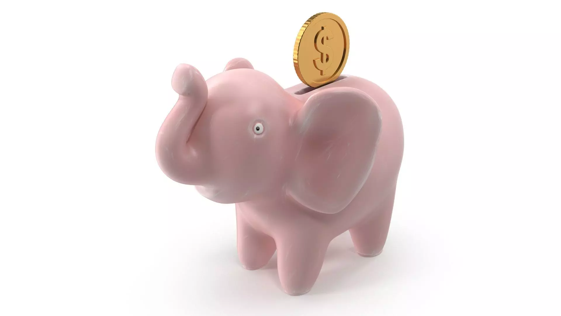 Elephant Bank and Dollar Coin Low-poly 3D model