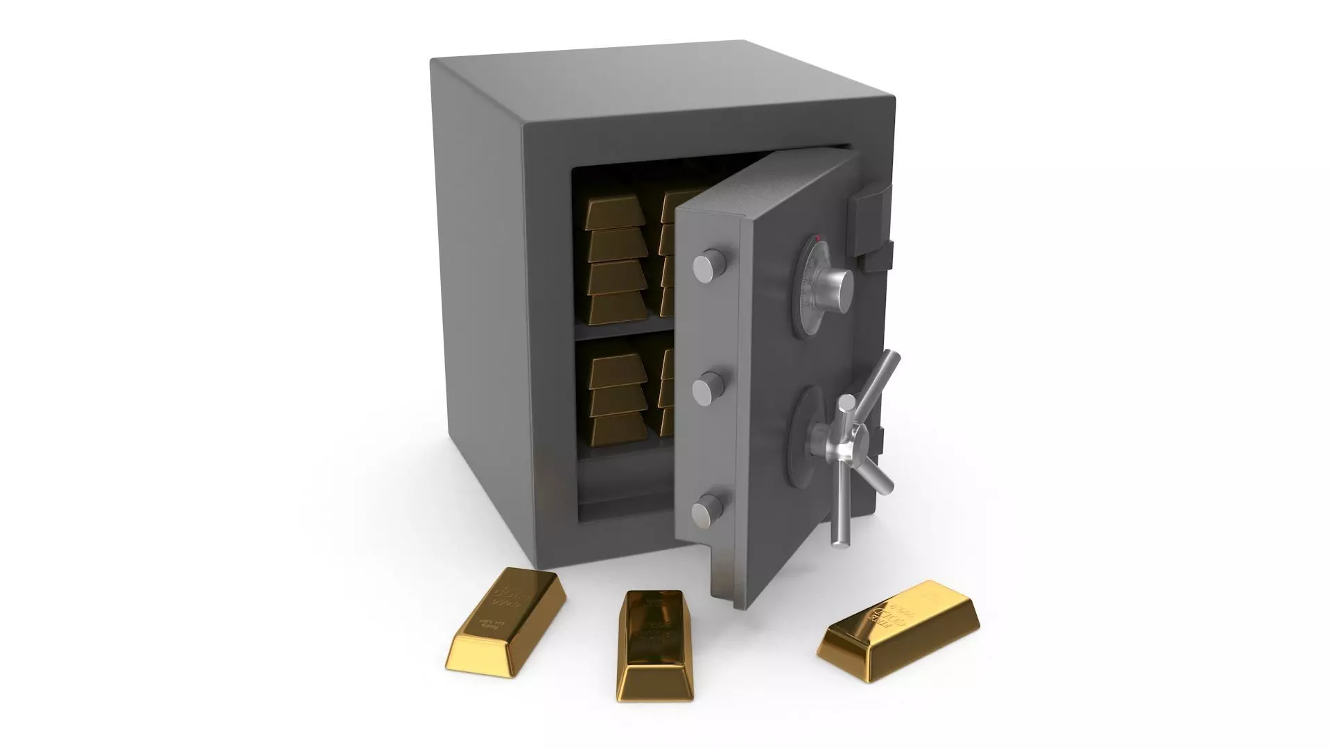 Safe and Gold Bar Low-poly 3D model