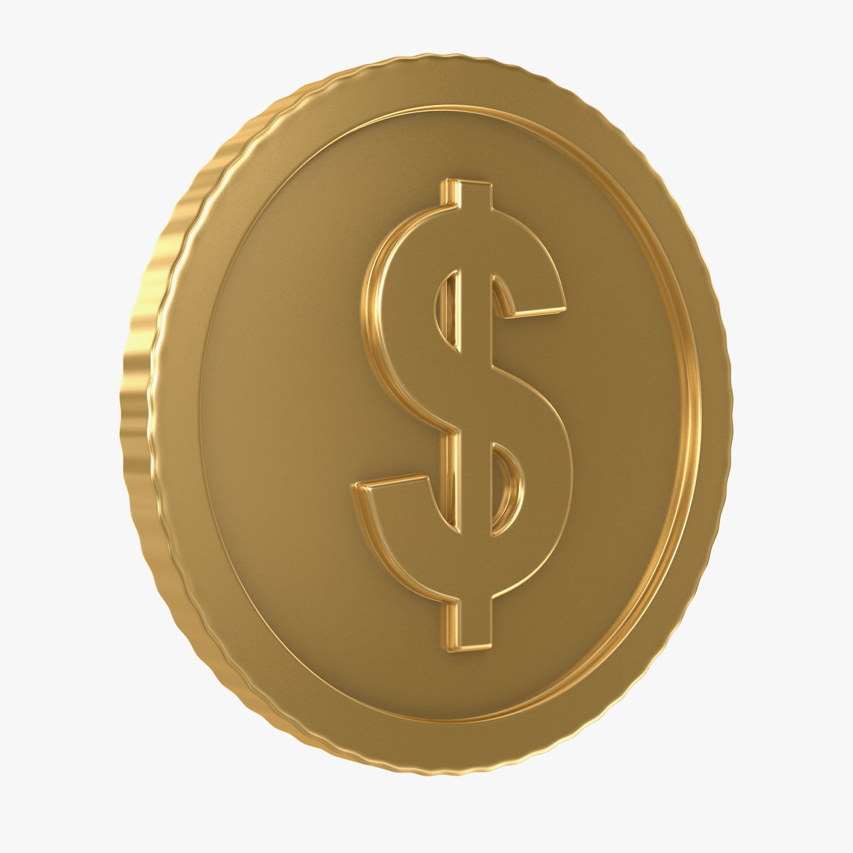 Dollar coin Low-poly 3D model_2