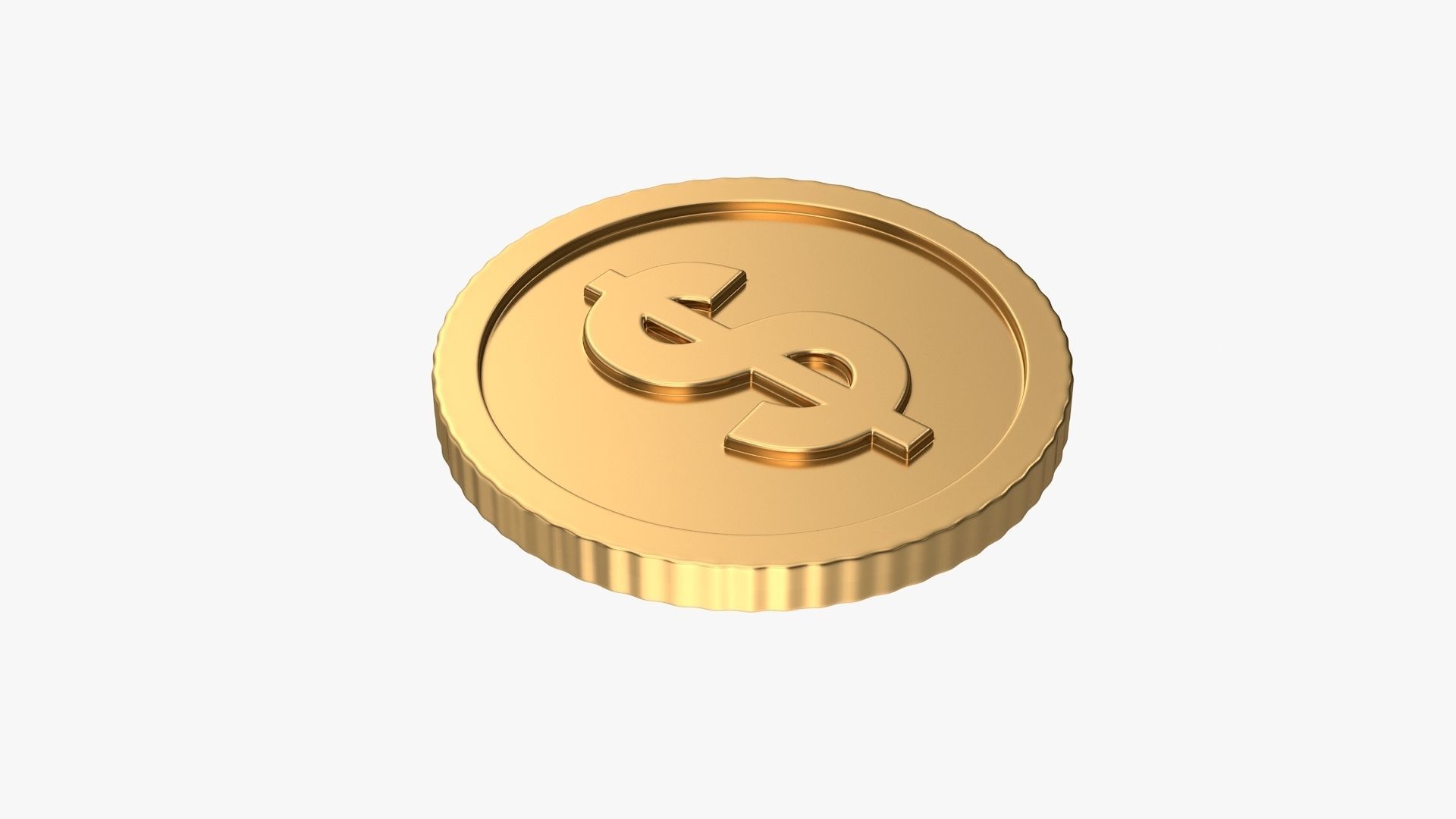 Dollar coin Low-poly 3D model_5