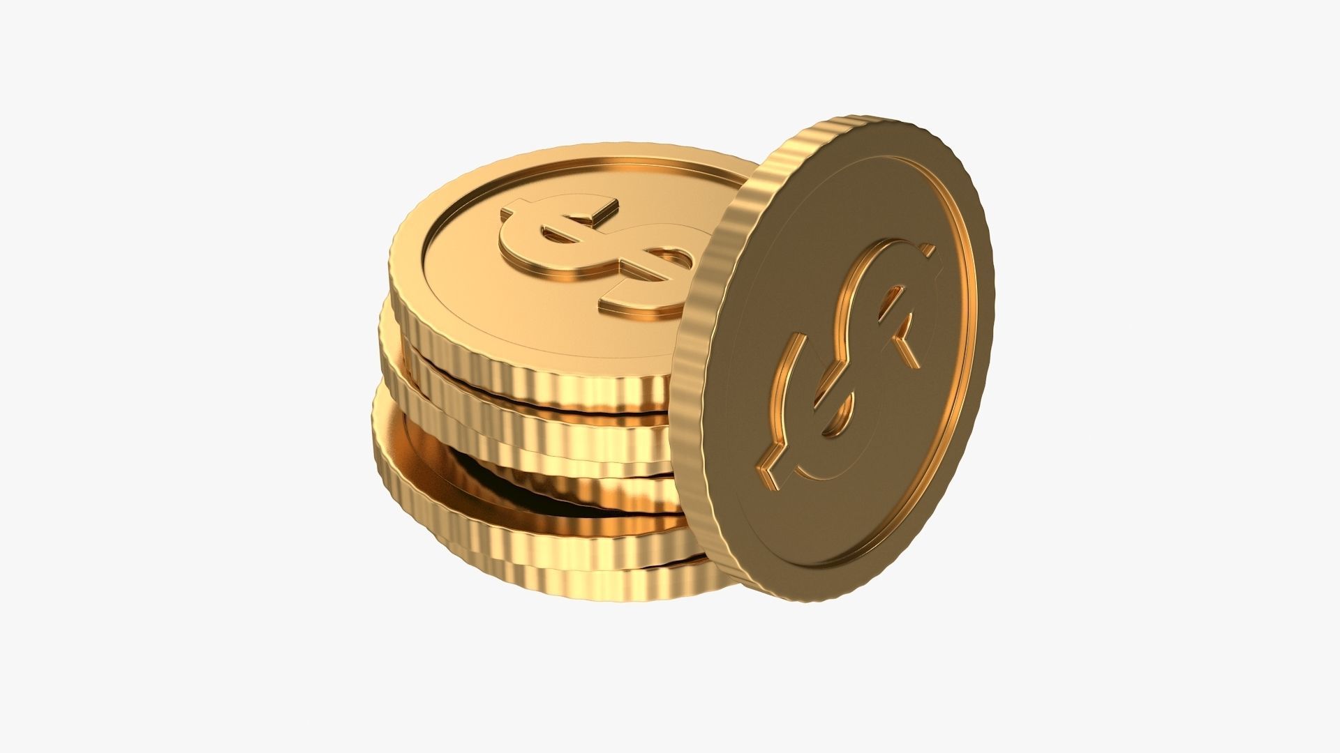 Dollar coin Low-poly 3D model_7