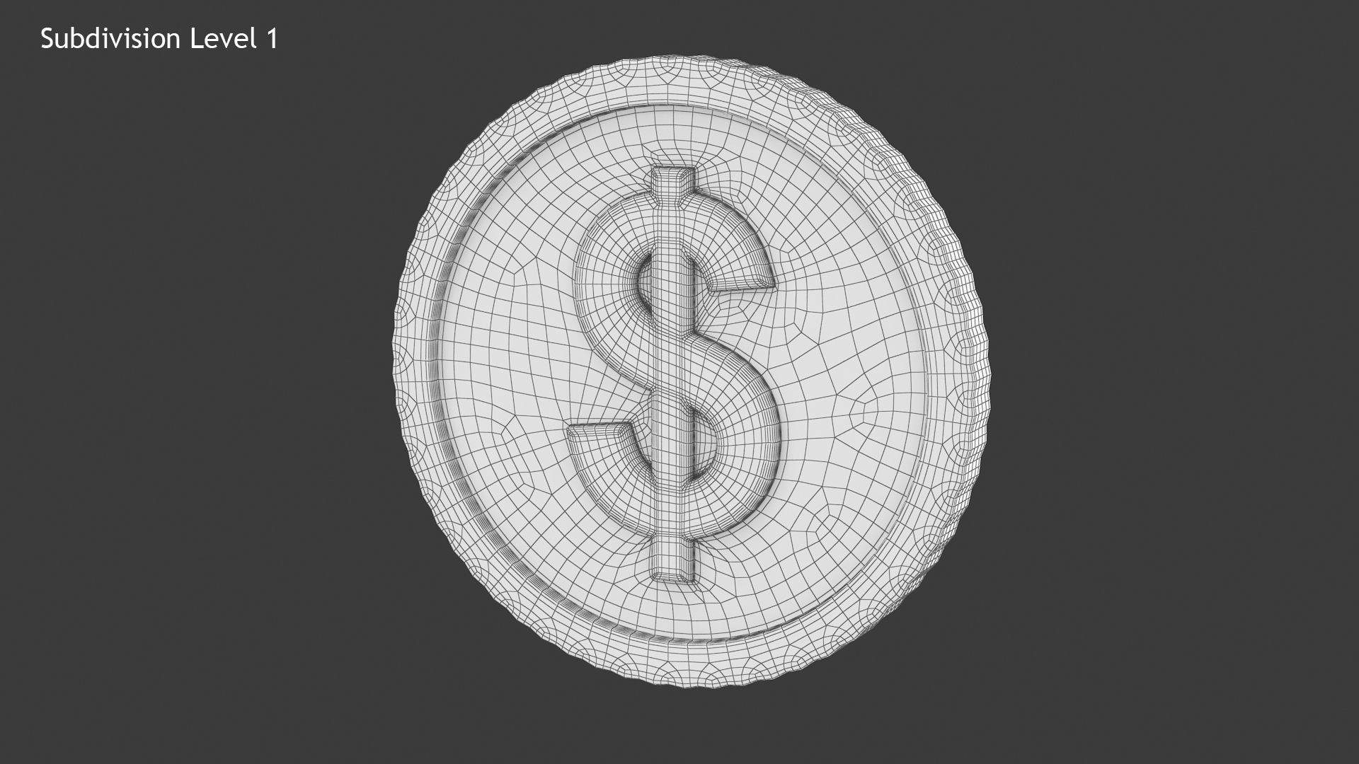 Dollar coin Low-poly 3D model_10