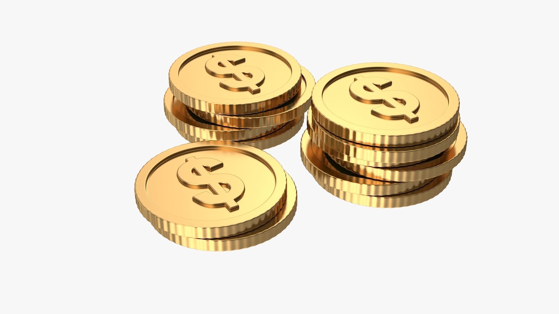 Dollar coin Low-poly 3D model_8