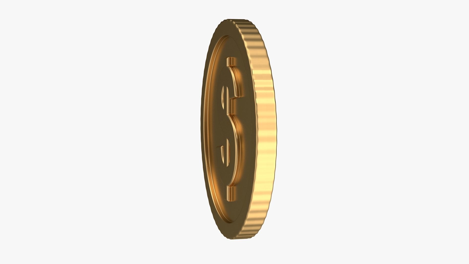 Dollar coin Low-poly 3D model_4