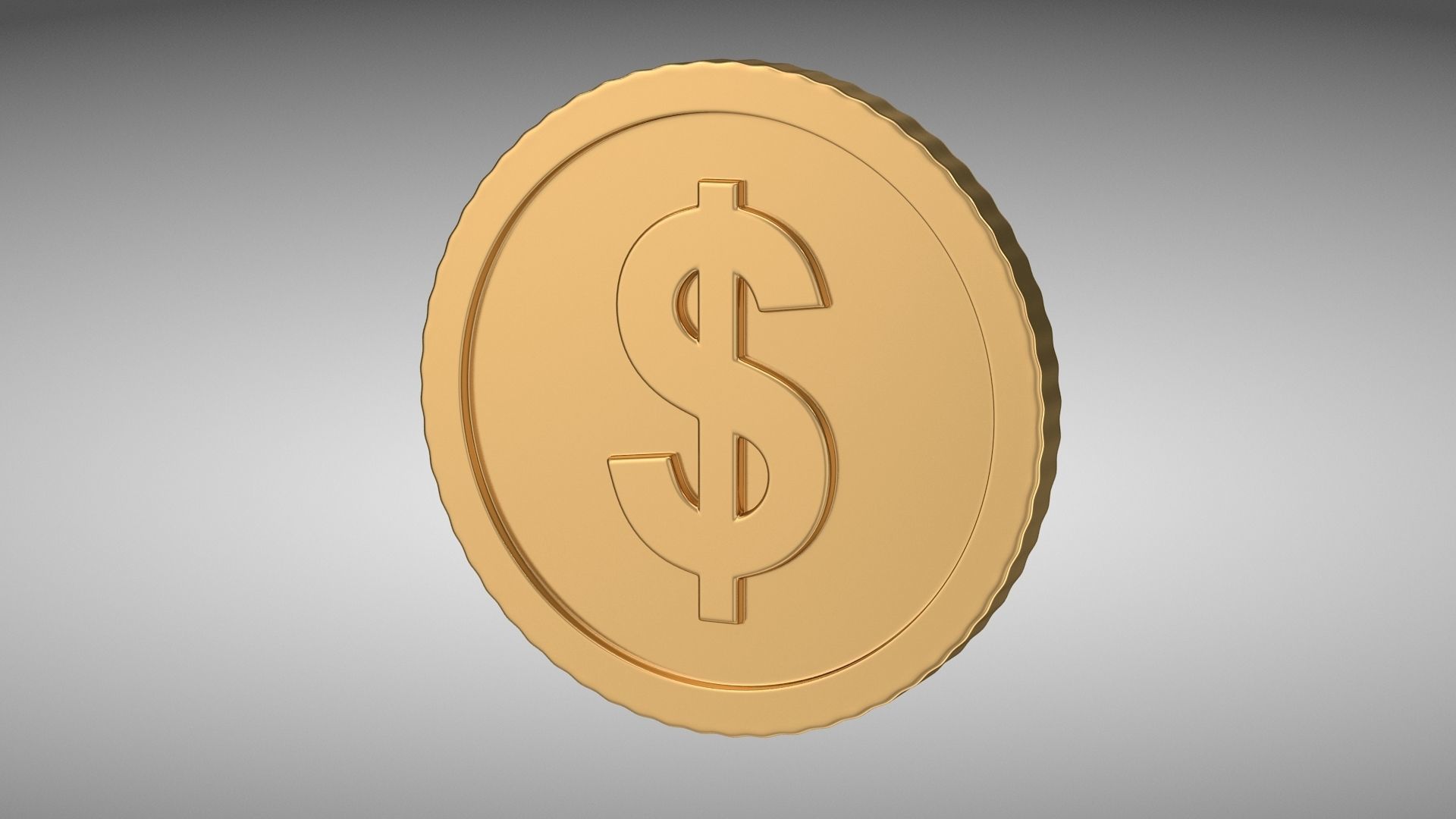 Dollar coin Low-poly 3D model_3