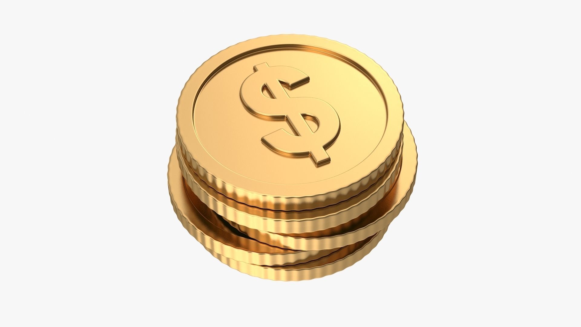 Dollar coin Low-poly 3D model_6