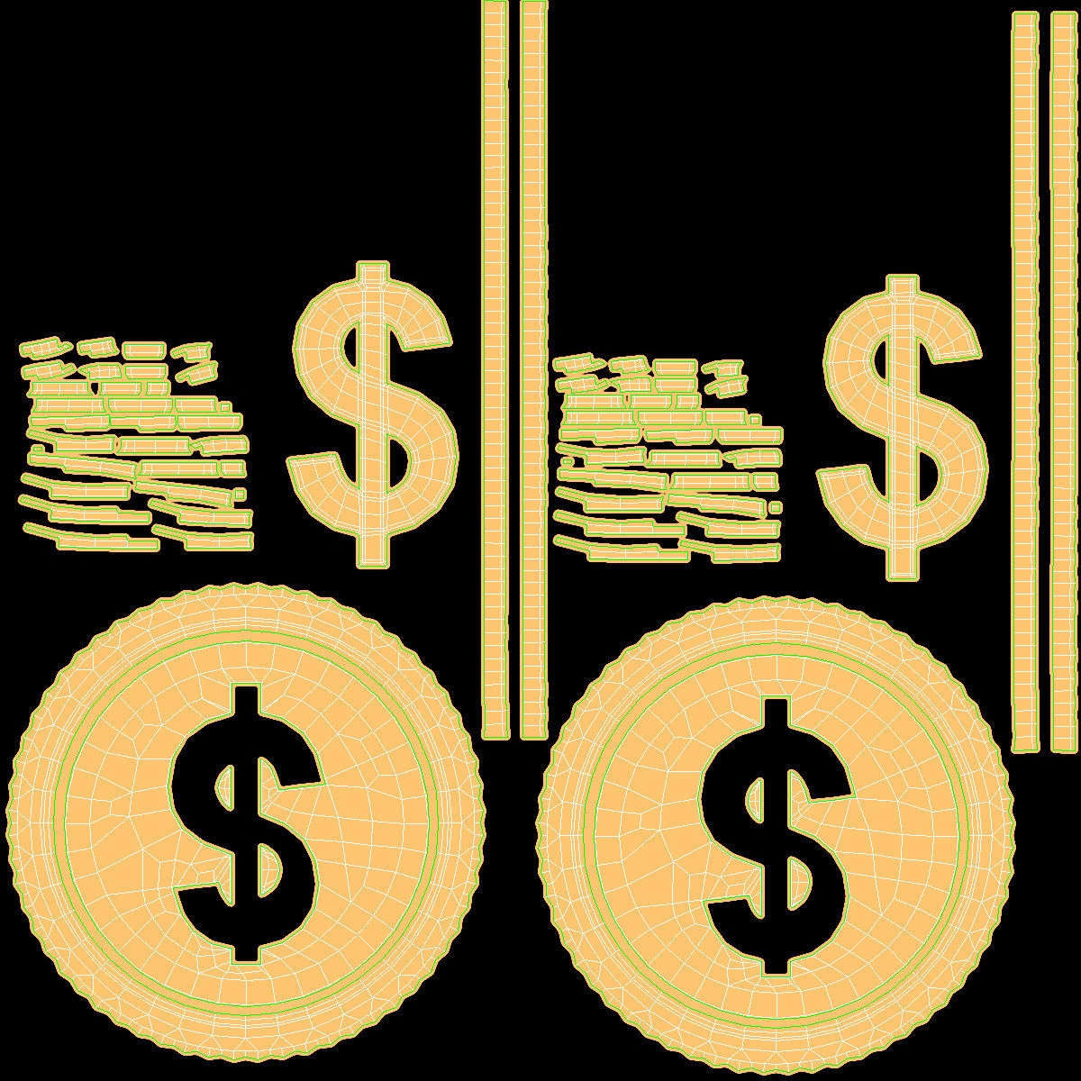 Dollar coin Low-poly 3D model_15