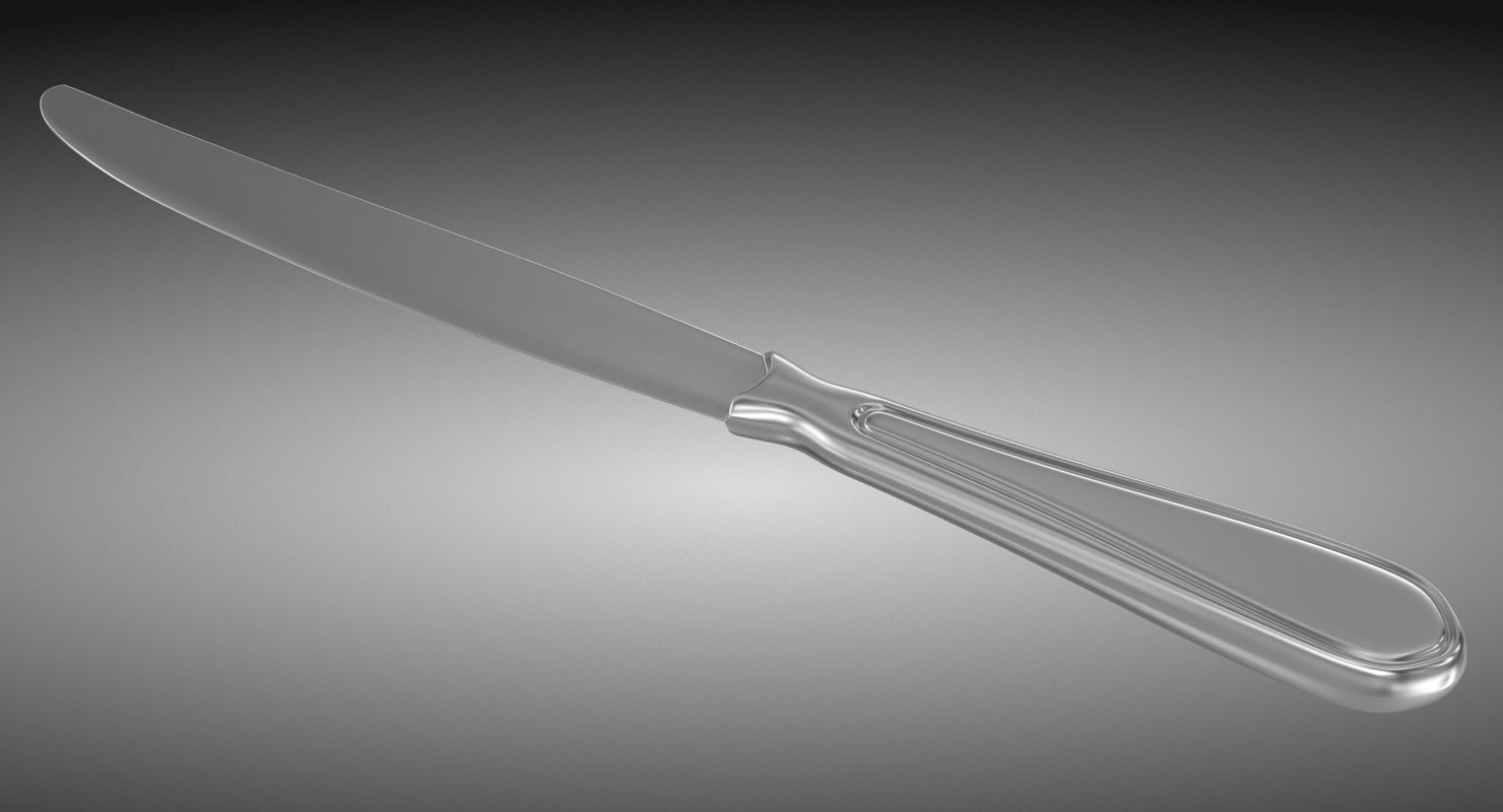 Knife silver Low-poly 3D model_2