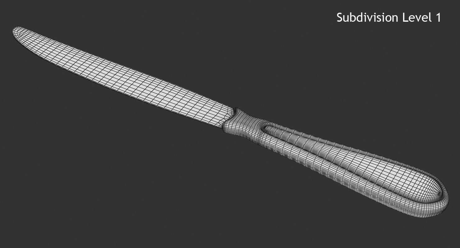 Knife silver Low-poly 3D model_9