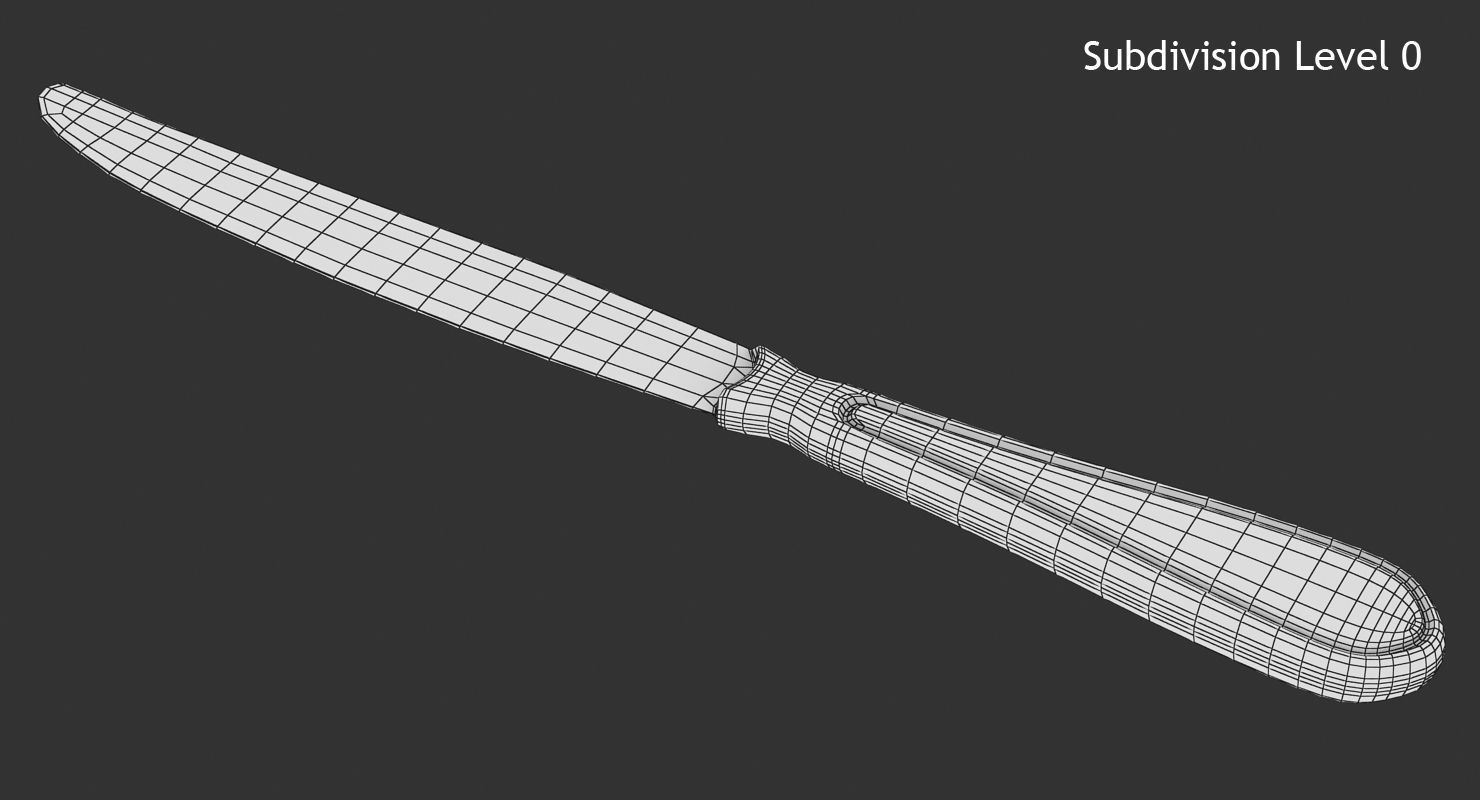 Knife silver Low-poly 3D model_8