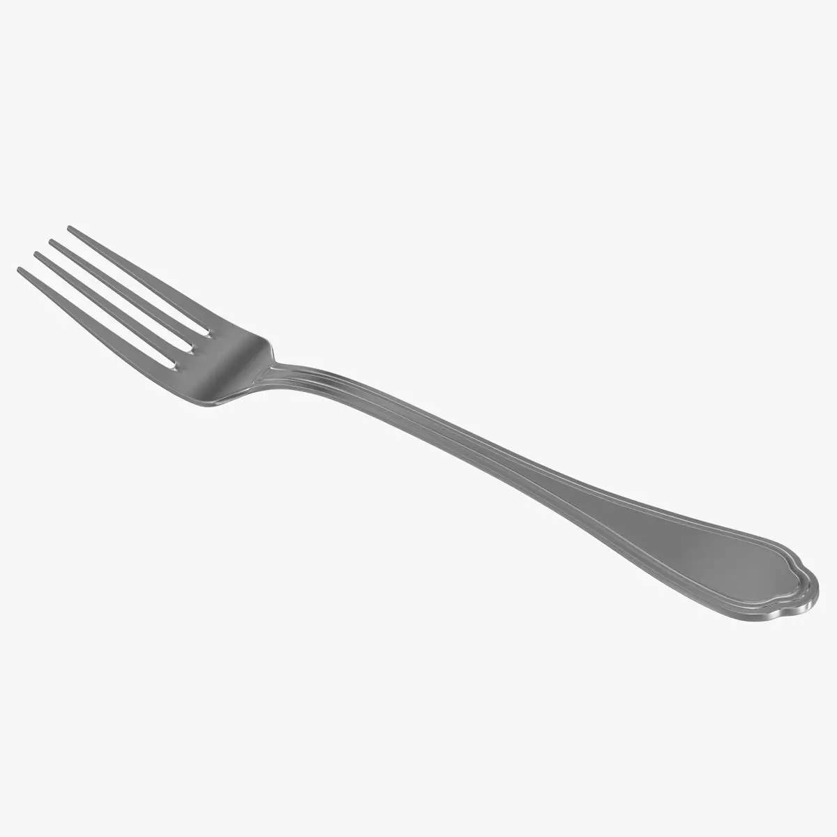 Fork Model silver Low-poly 3D model
