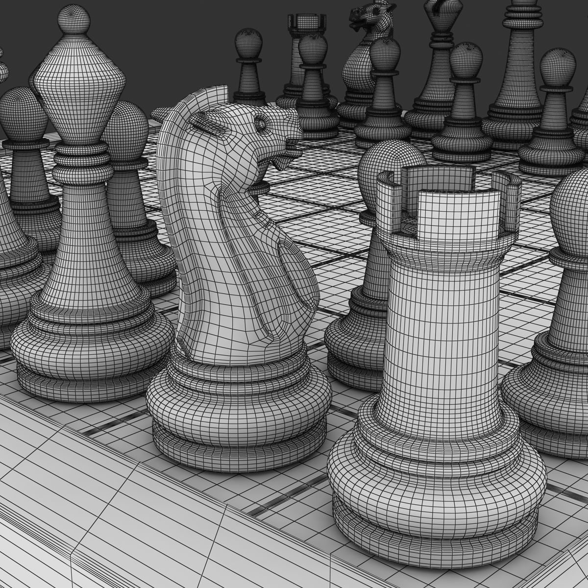 Chess board Low-poly 3D model_11