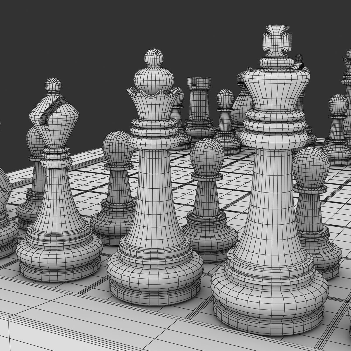 Chess board Low-poly 3D model_12