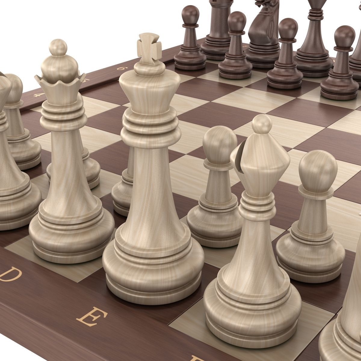 Chess board Low-poly 3D model_4