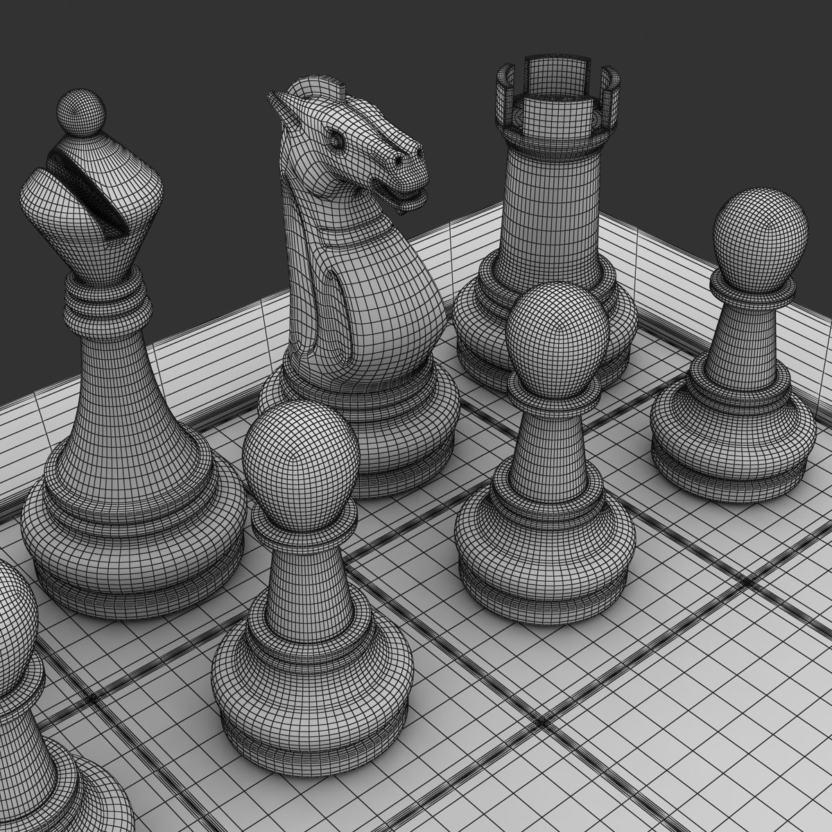Chess board Low-poly 3D model_15