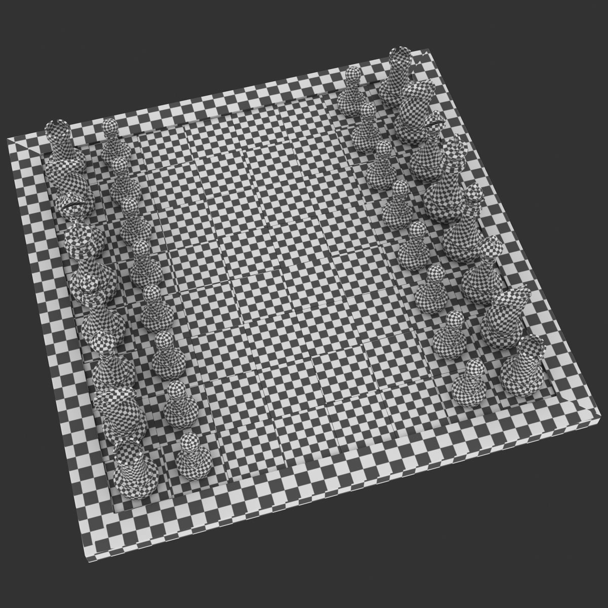 Chess board Low-poly 3D model_16