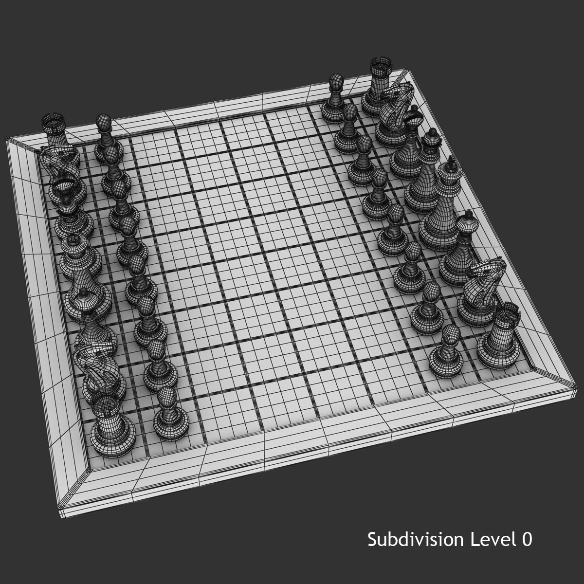 Chess board Low-poly 3D model_8