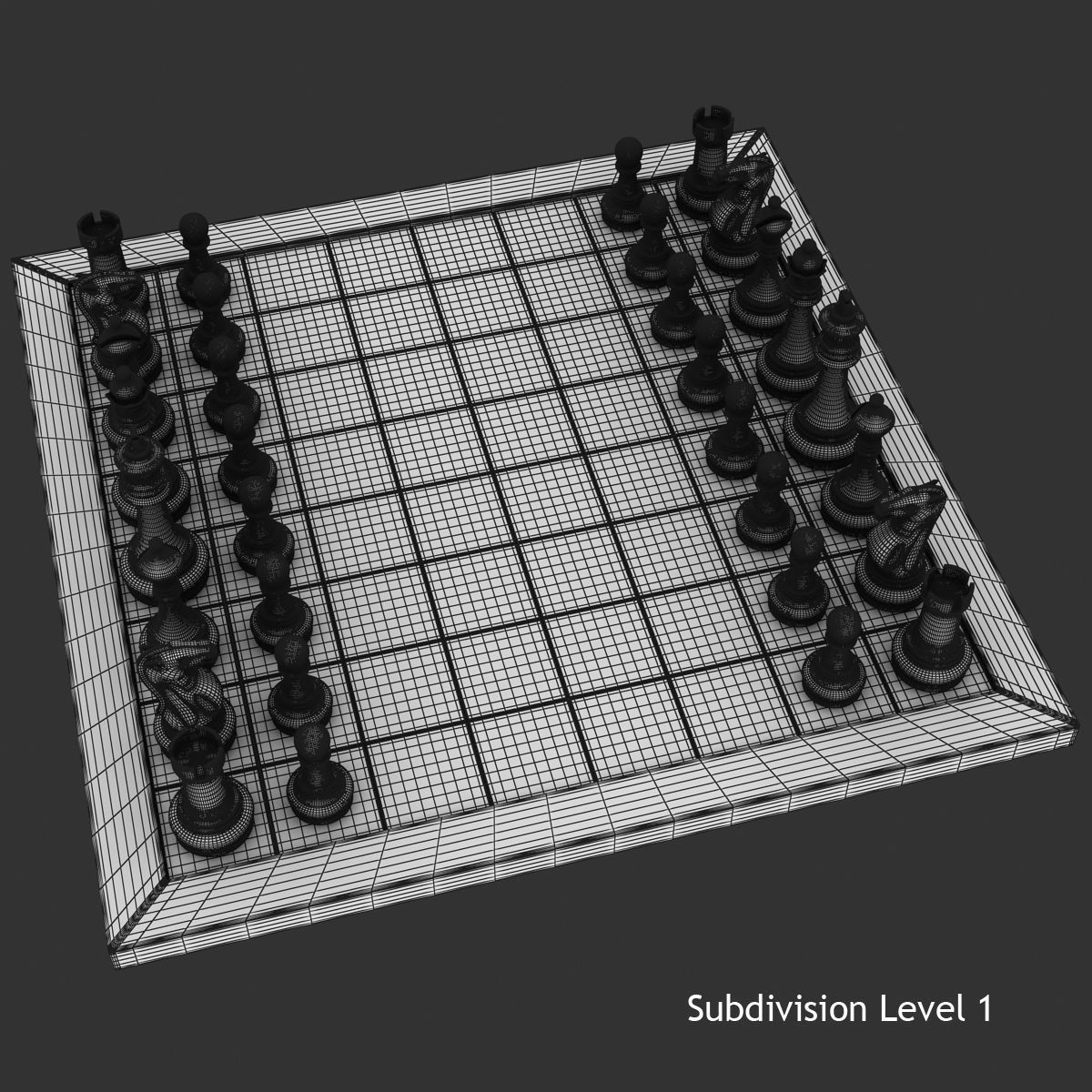 Chess board Low-poly 3D model_9