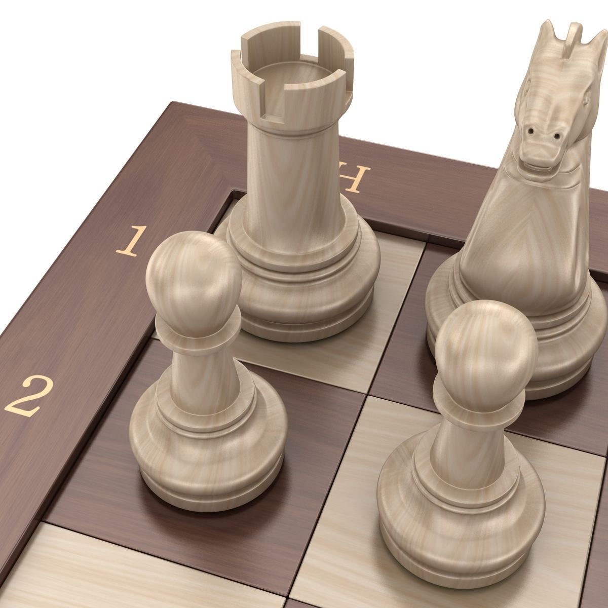 Chess board Low-poly 3D model_7