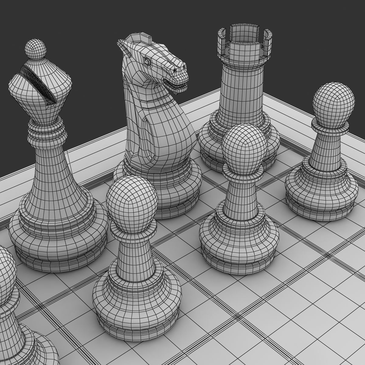 Chess board Low-poly 3D model_14