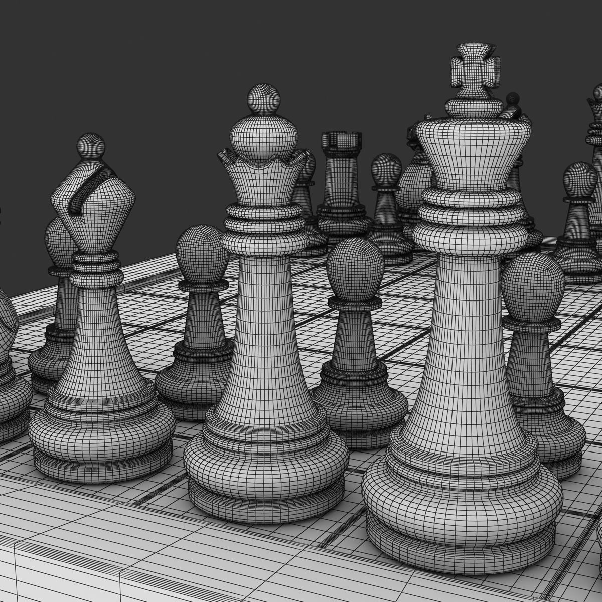 Chess board Low-poly 3D model_13