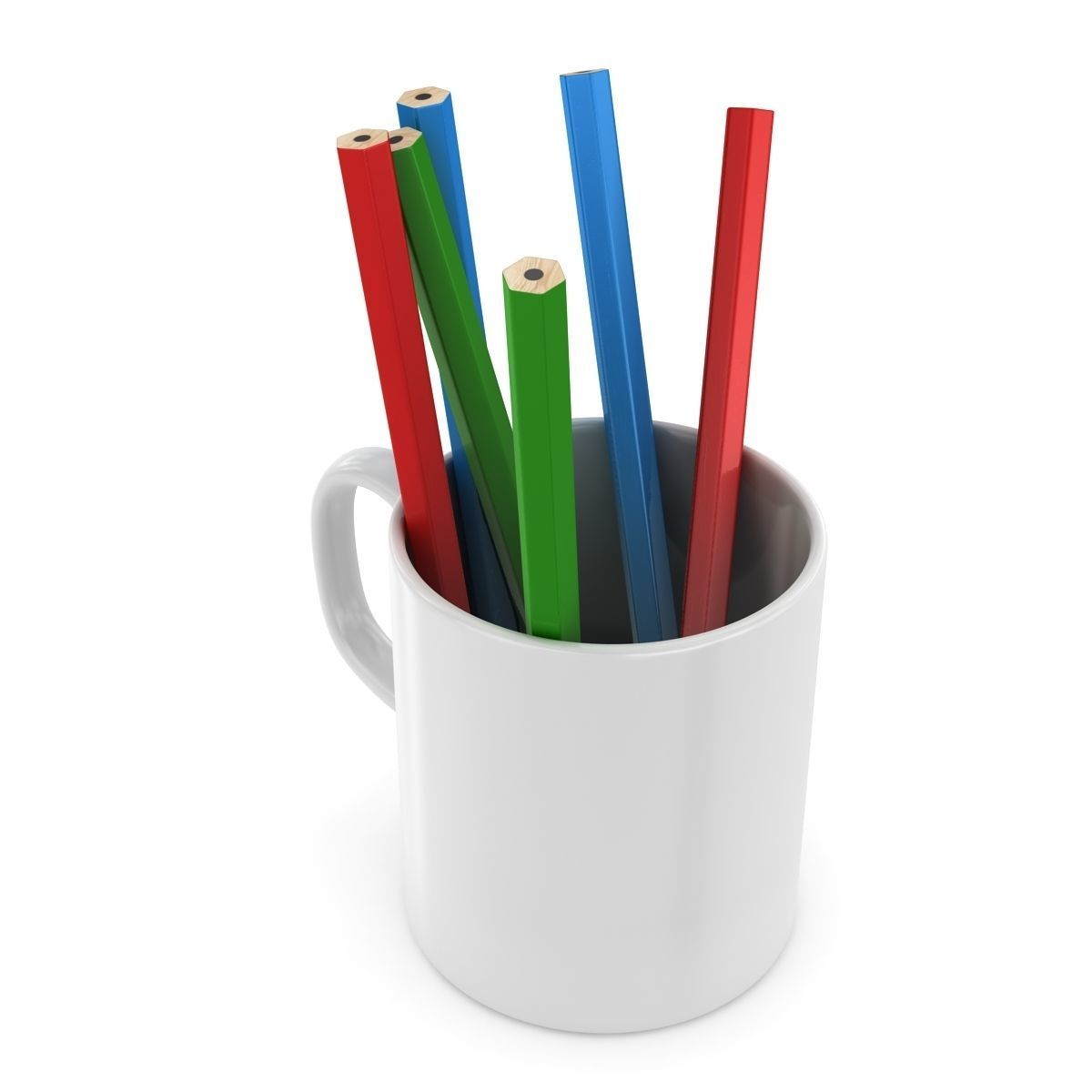Pencil and Cup Low-poly 3D model_3