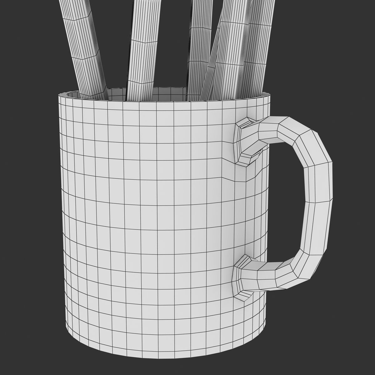 Pencil and Cup Low-poly 3D model_9
