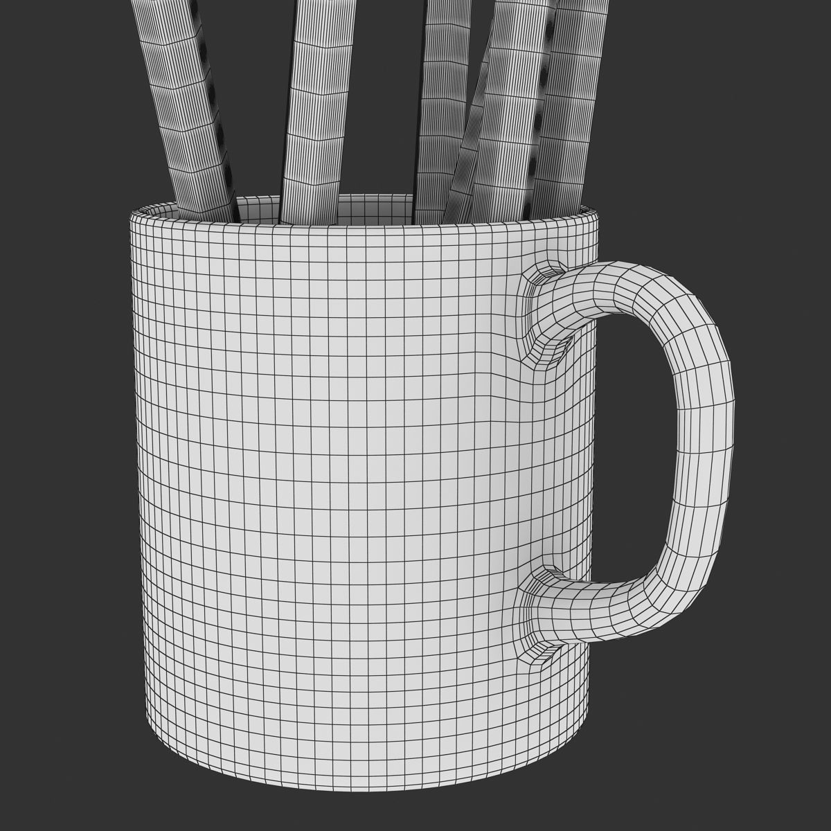 Pencil and Cup Low-poly 3D model_10