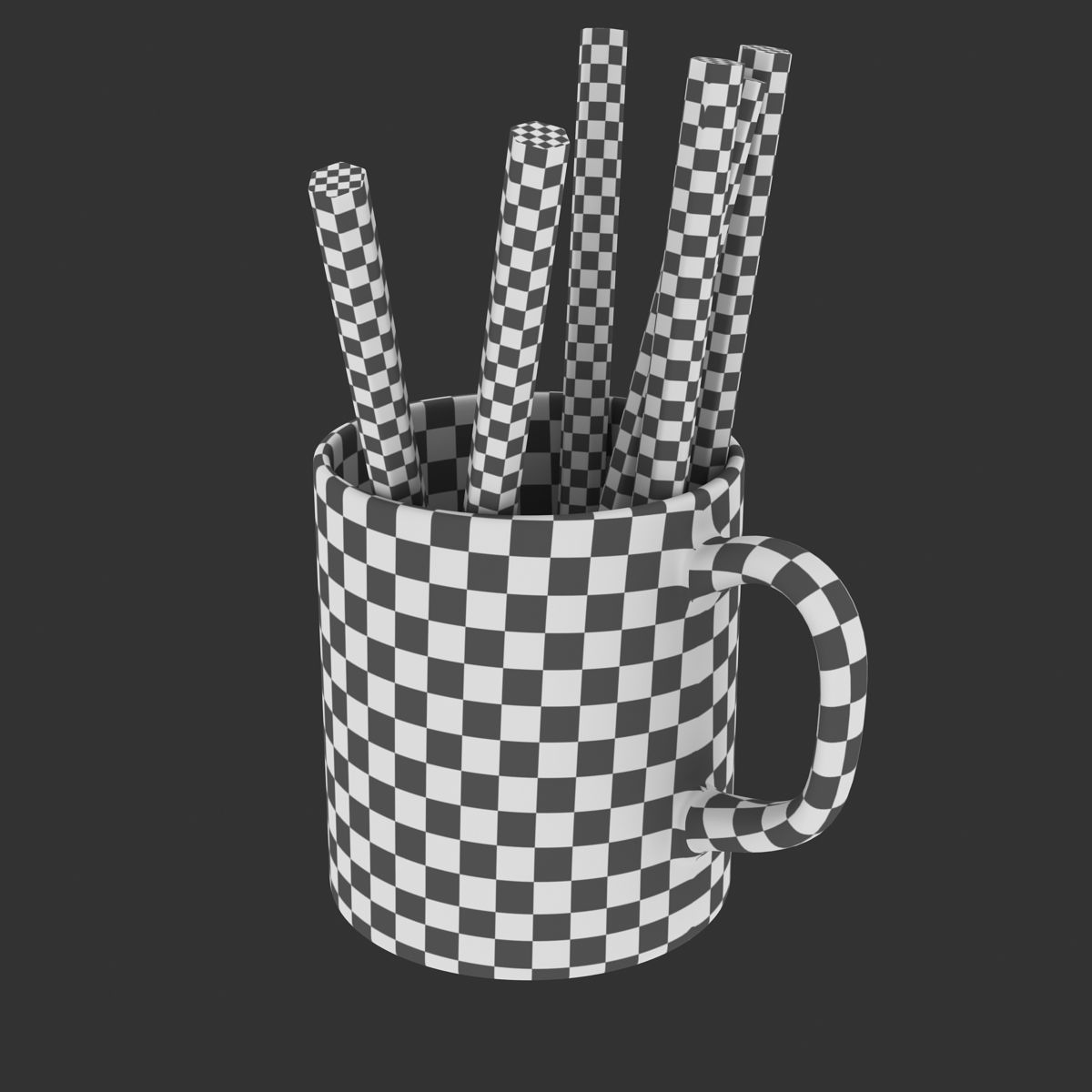Pencil and Cup Low-poly 3D model_13