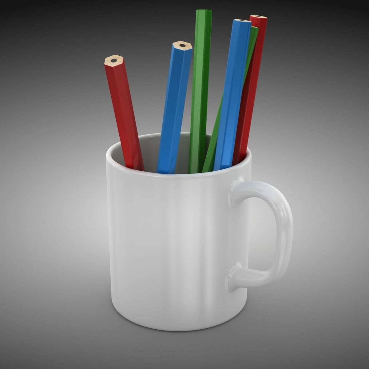 Pencil and Cup Low-poly 3D model_1