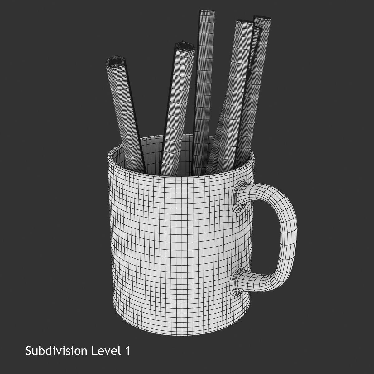 Pencil and Cup Low-poly 3D model_8