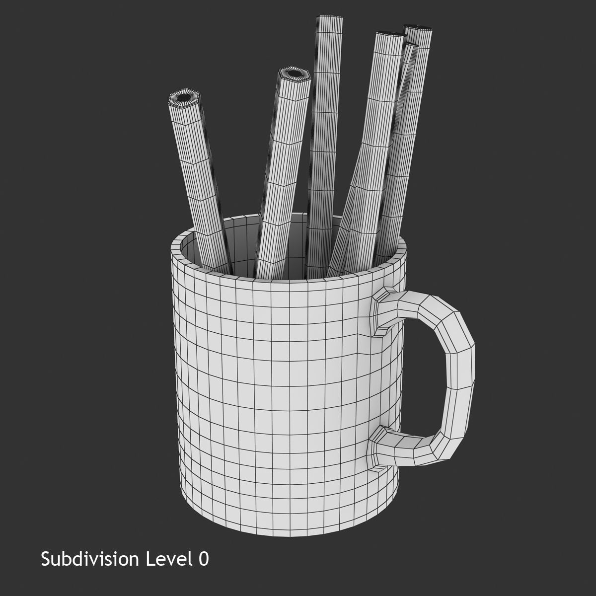 Pencil and Cup Low-poly 3D model_7