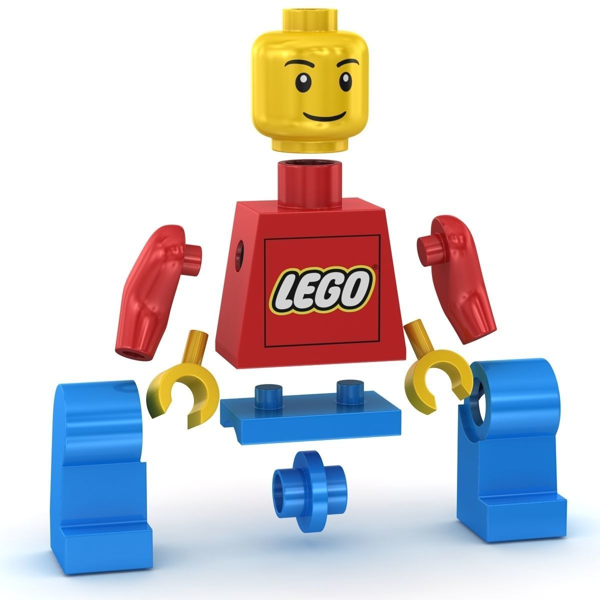 Lego Man Low-poly 3D model_5