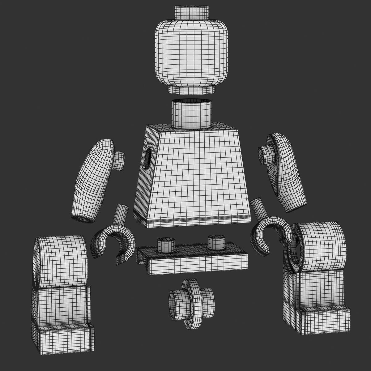 Lego Man Low-poly 3D model_12