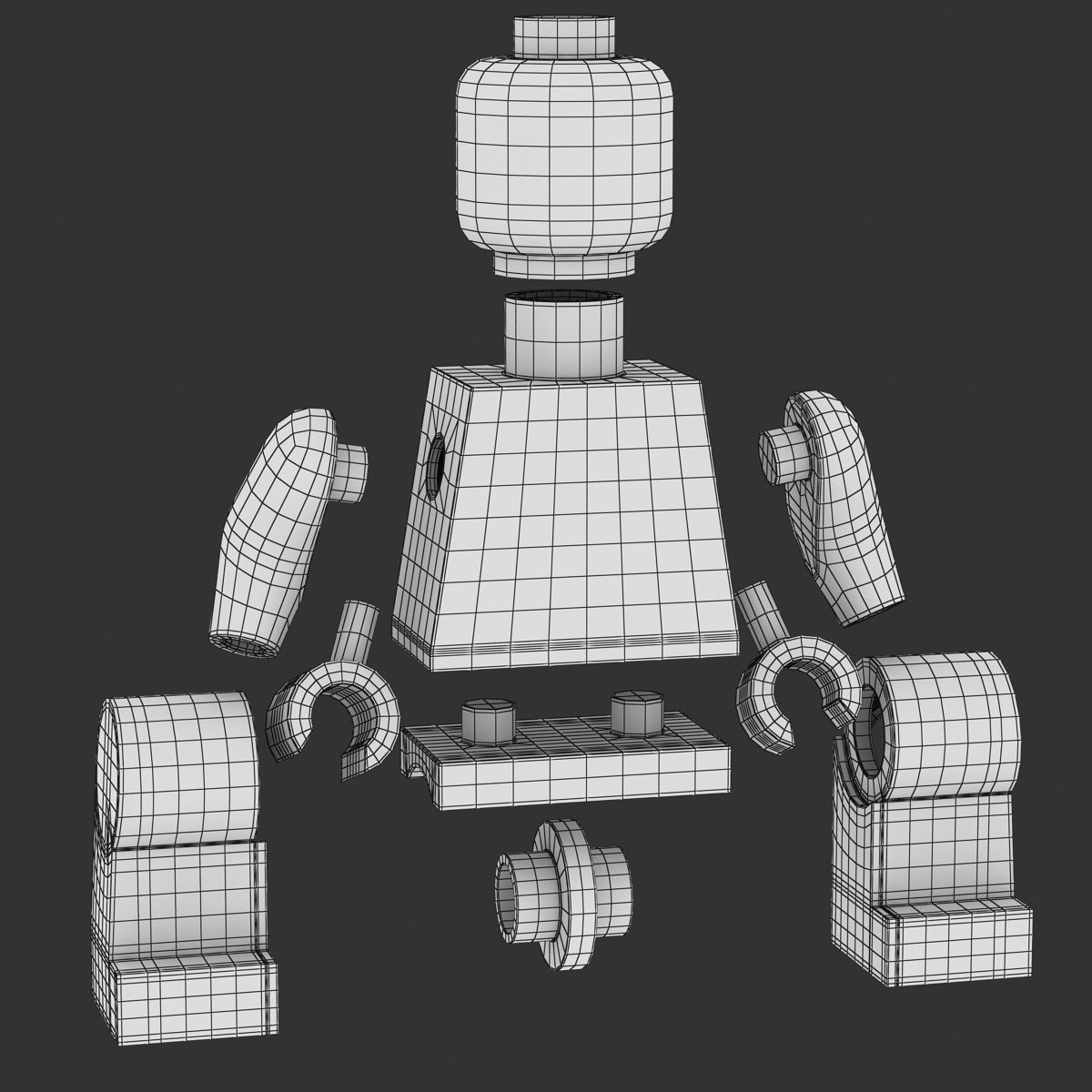 Lego Man Low-poly 3D model_11