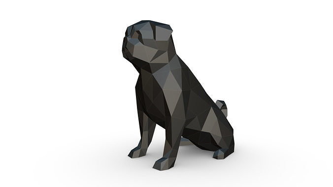 pug low poly 3D print model