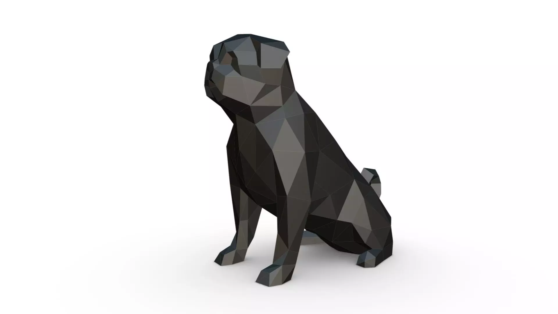 pug low poly 3D print model