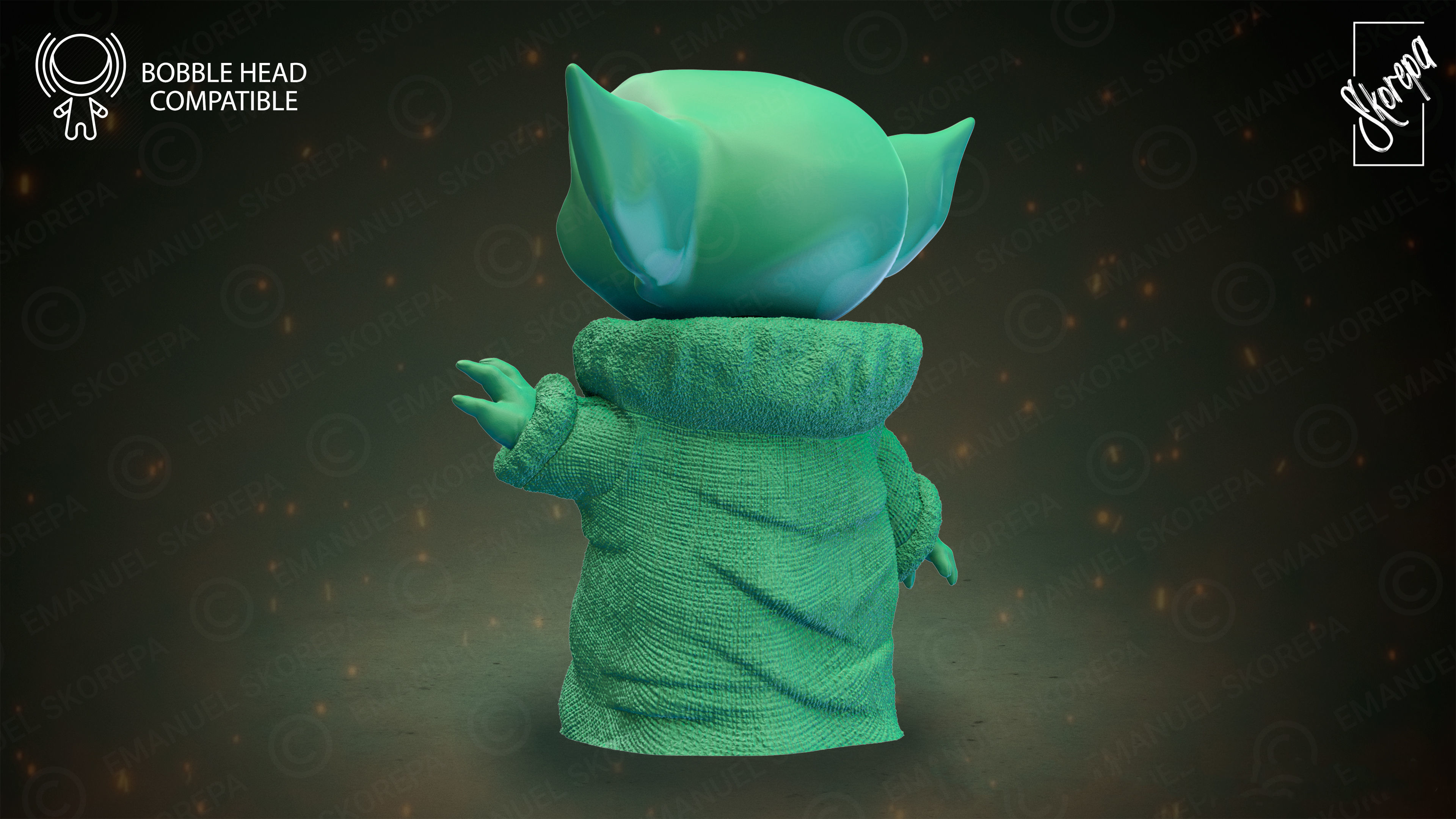BABY YODA BOBBLE HEAD 3D print model_3