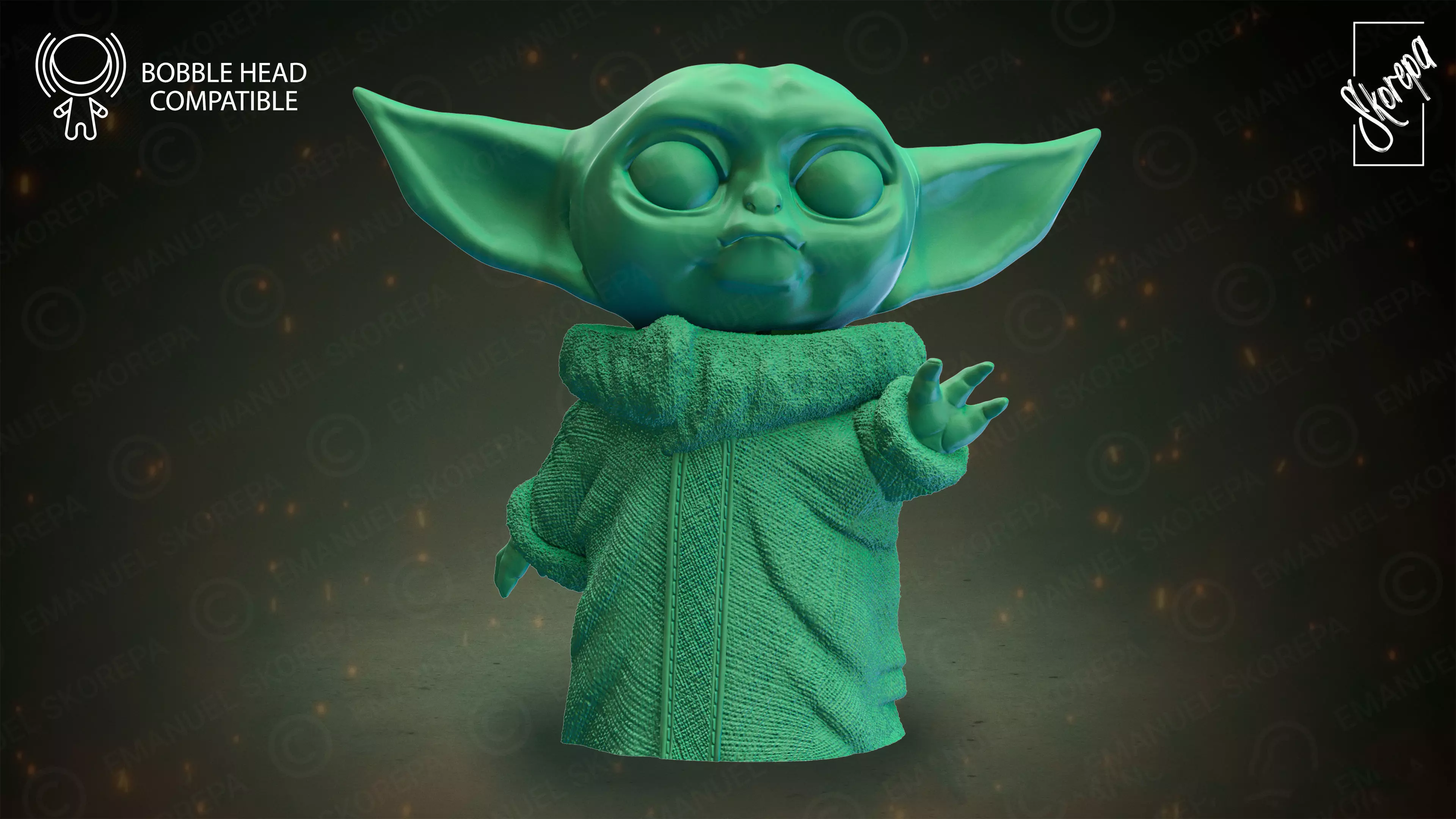 BABY YODA BOBBLE HEAD 3D print model_0
