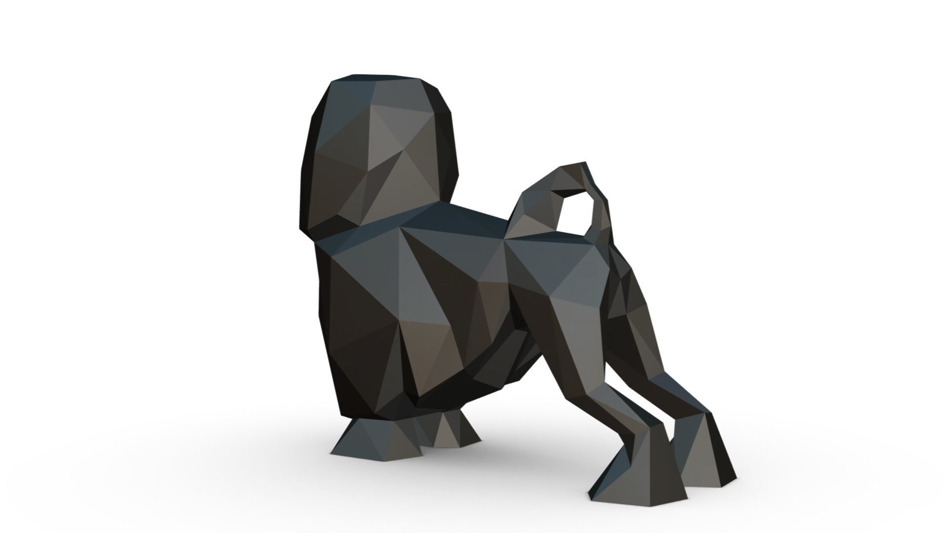 lion bichon low poly 3D print model_2