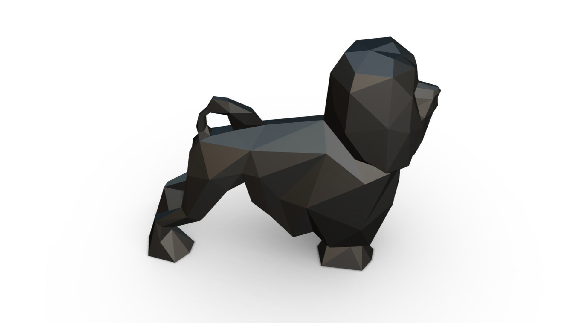 lion bichon low poly 3D print model_4