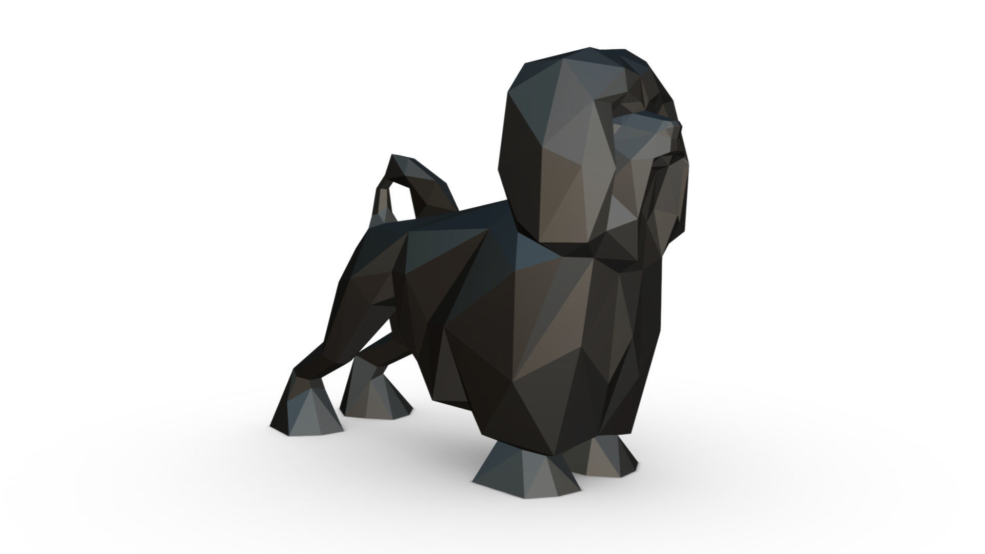lion bichon low poly 3D print model_5