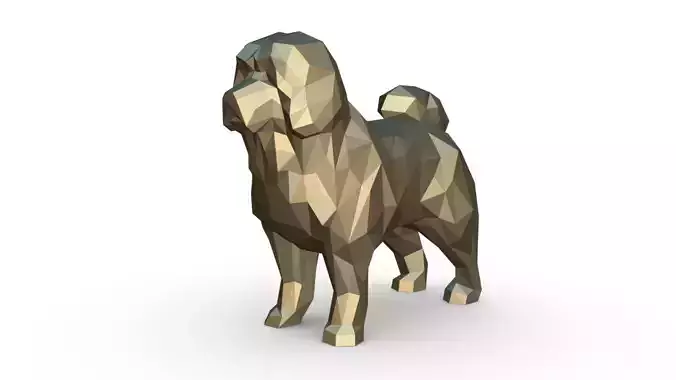 tibetan mastiff low poly