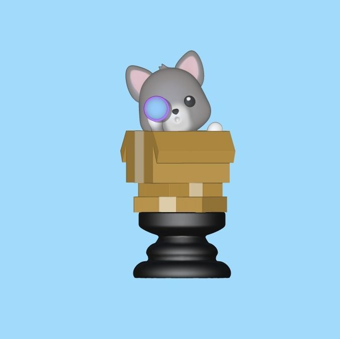 Cat Chess Pieces 3D print model_1