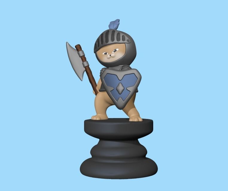 Cat Chess Pieces 3D print model_6