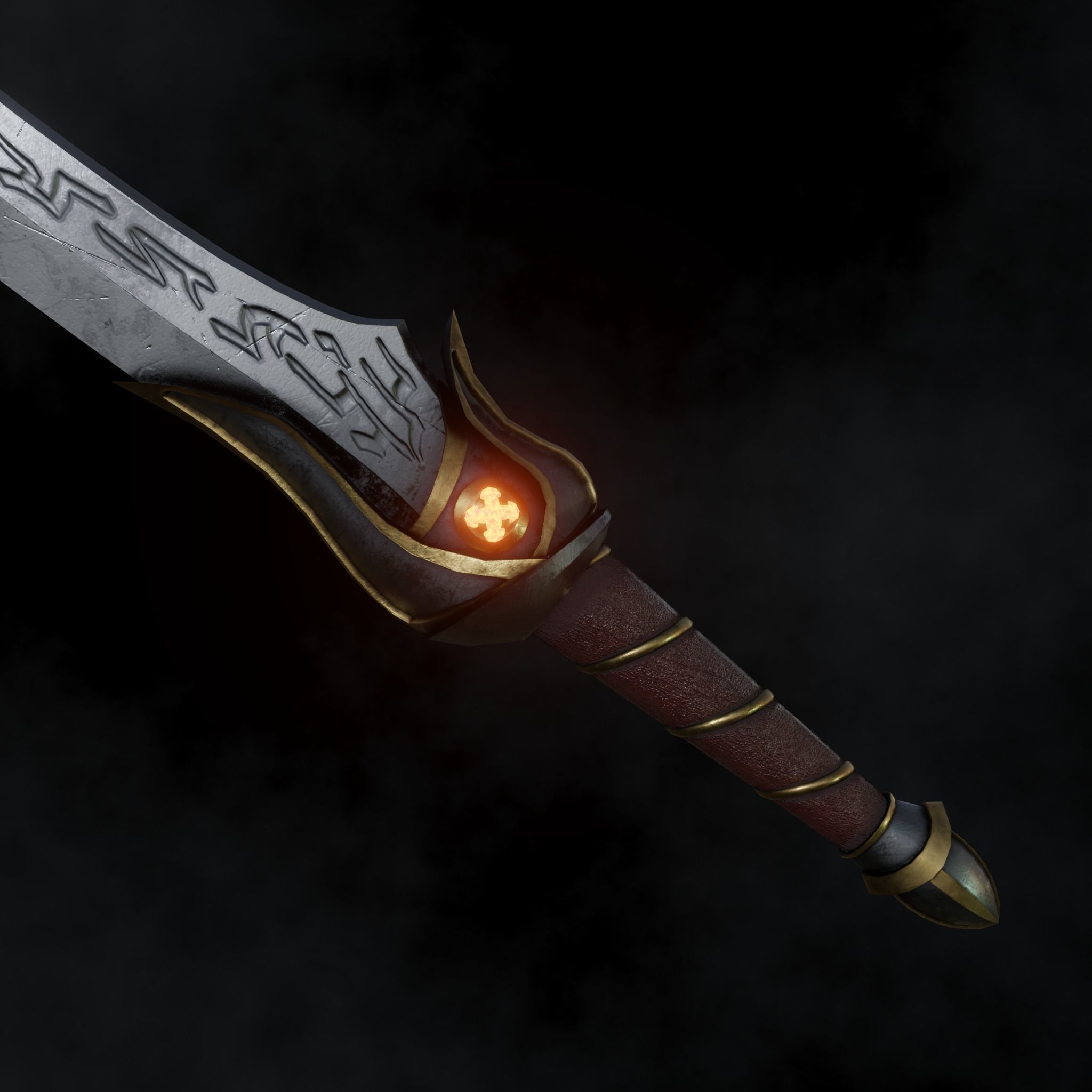 Fantasy Sword - Orks Misery Low-poly 3D model_8